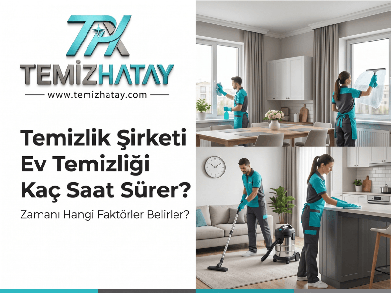 Temizlik şirketi kaç saatte evi temizler? Ev temizliği süresini etkileyen faktörler ve profesyonel TemizHatay temizlik ekibi.