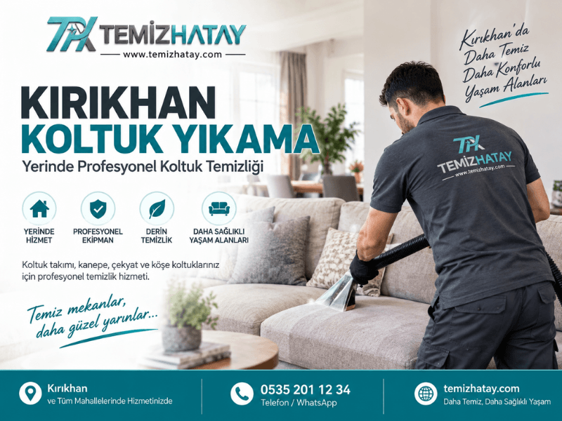 Kırıkhan'da koltuk takımını yerinde yıkayan TemizHatay profesyonel koltuk temizleme ekibi