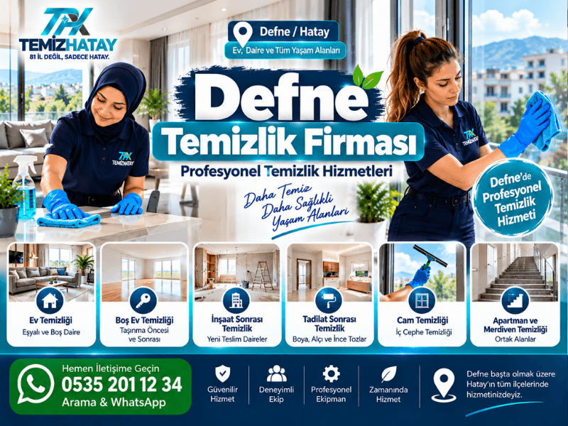 Defne temizlik firması profesyonel ev ve daire temizliği hizmeti veren TemizHatay ekibi