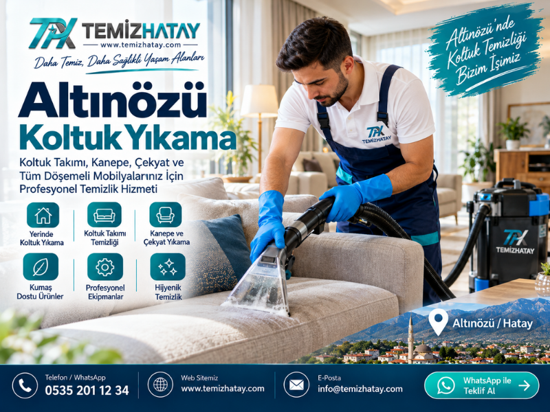 Altınözü koltuk yıkama hizmeti kapsamında TemizHatay ekibi tarafından yerinde koltuk takımı ve kanepe temizliği.