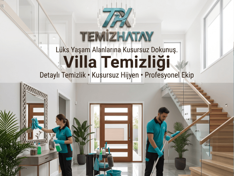 Hatay villa temizliği hizmeti ile temizlenen modern villa iç mekanı