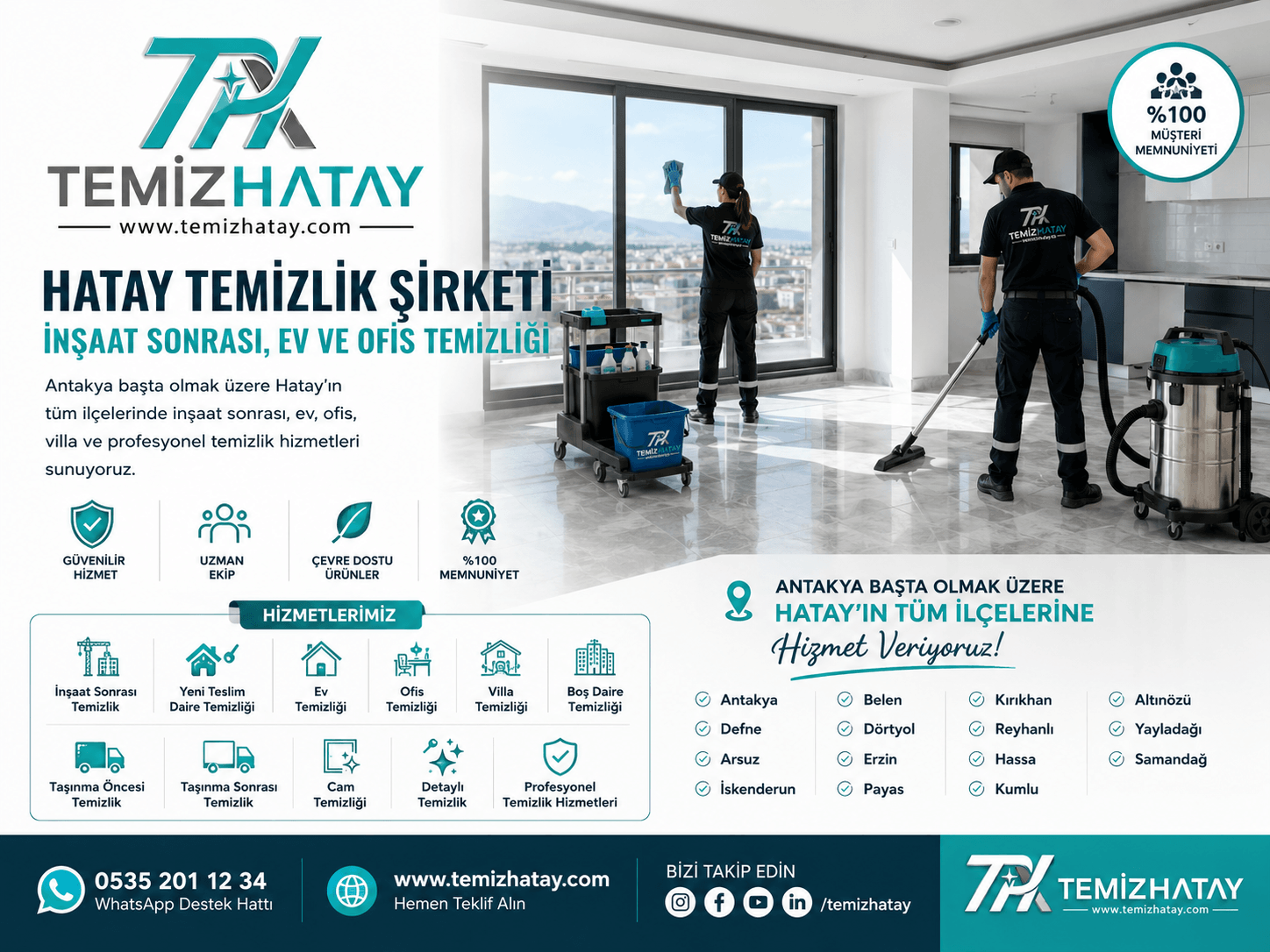 Hatay Temizlik Şirketi TemizHatay İnşaat Sonrası Ev ve Ofis Temizliği